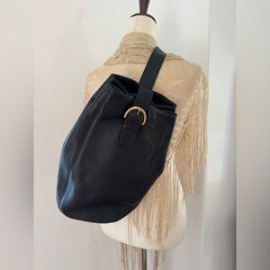 Coach Black Leather Shoulder Bag with Gold Accent